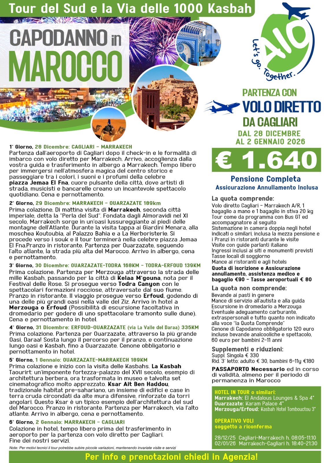 Capodanno Marocco Tour del Sud e Kasbah da Cagliari