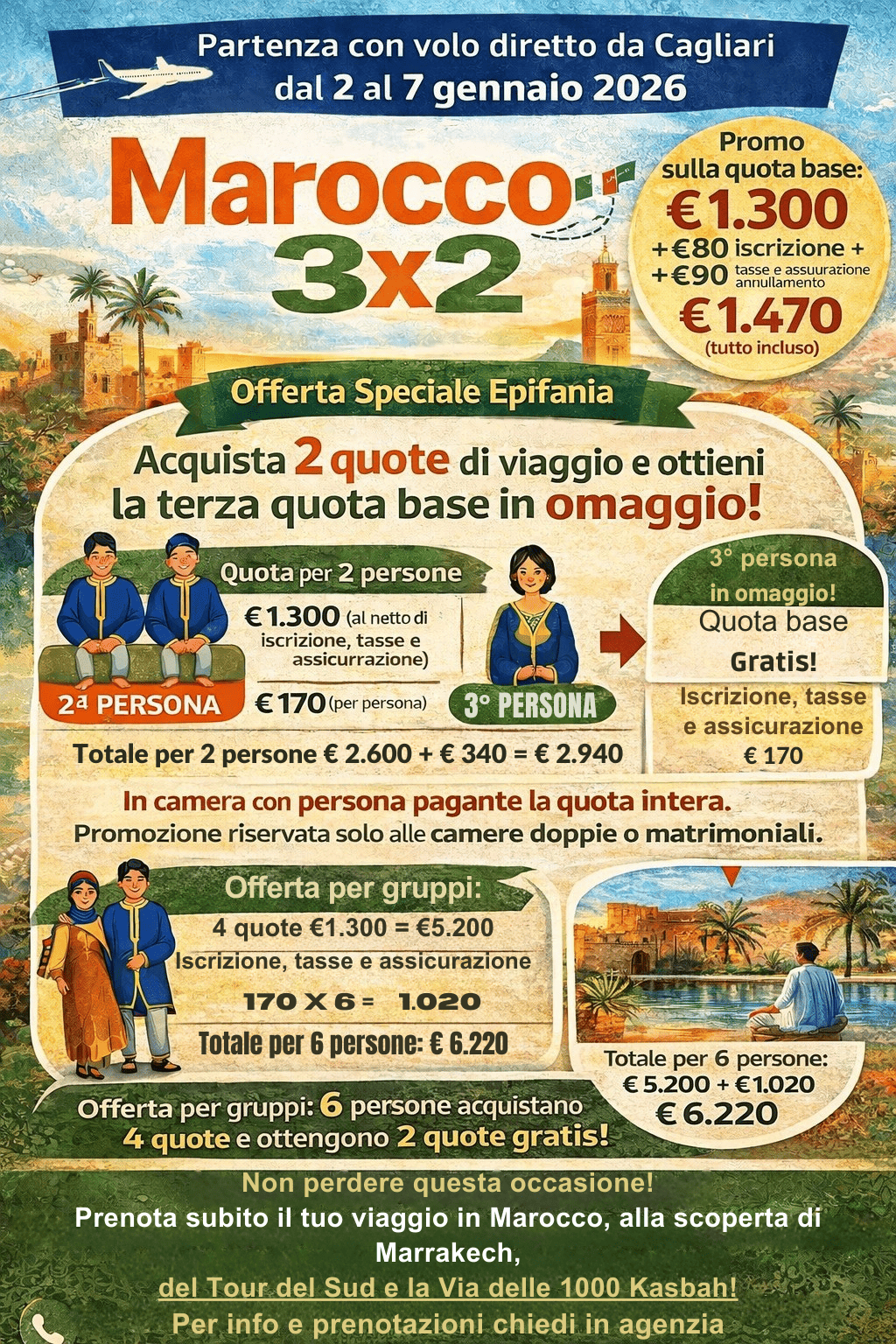 Offerta Speciale Epifania 2026 MAROCCO 3x2